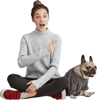Mujer con bulldog francés