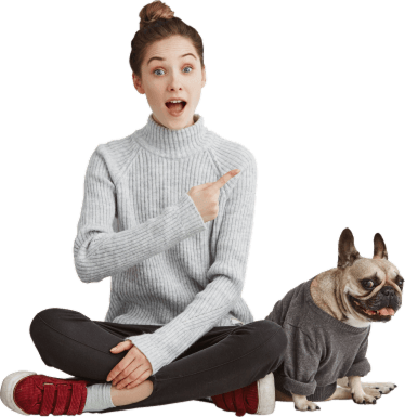 Mujer con bulldog francés